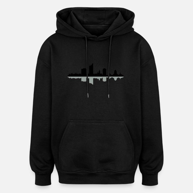 Skyline Leipzig - Oversized Unisex Hoodie - Schwarz