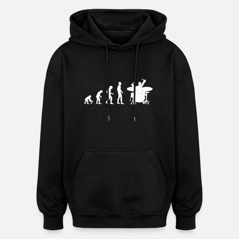 drummer evolution - Sweat à capuche oversize unisexe - noir