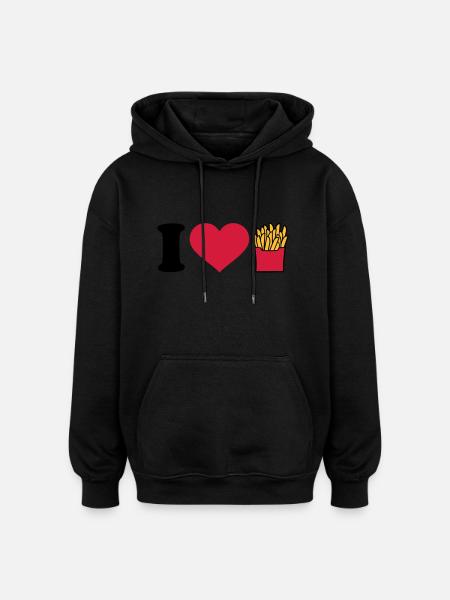I love Fries - Oversized Unisex Hoodie - black