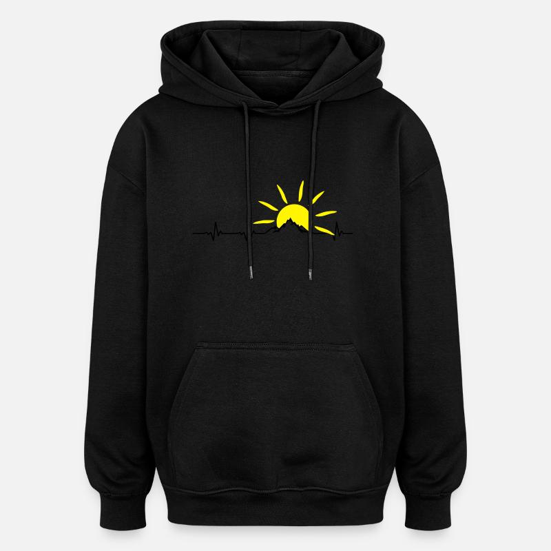 Landschaft - Berge Puls Sonne - Oversized Unisex Hoodie - Schwarz
