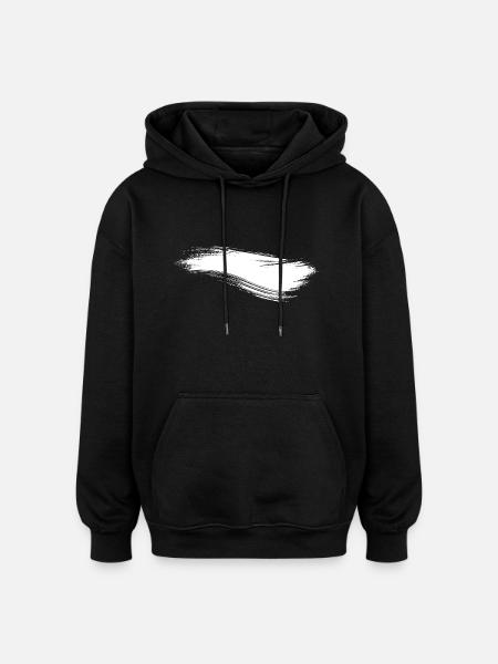 Brushstroke Line White - Oversized Unisex Hoodie - black