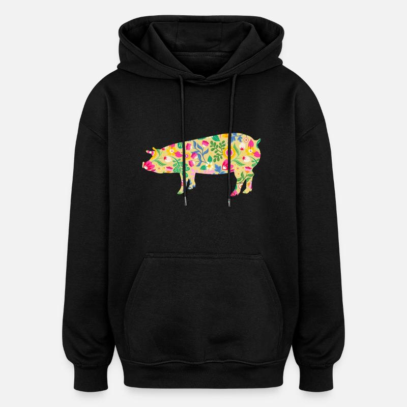 Schwein - Oversized Unisex Hoodie - Schwarz