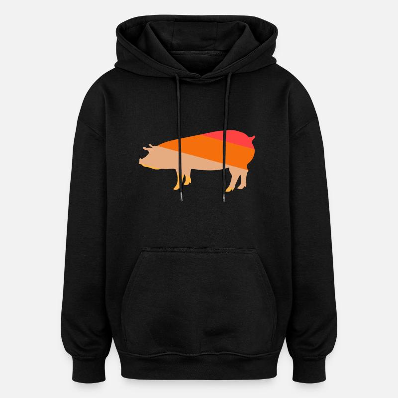 Cochon - Sweat à capuche oversize unisexe - noir