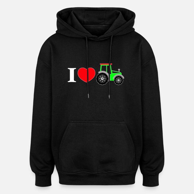 J’adore mon tracteur - Sweat à capuche oversize unisexe - noir
