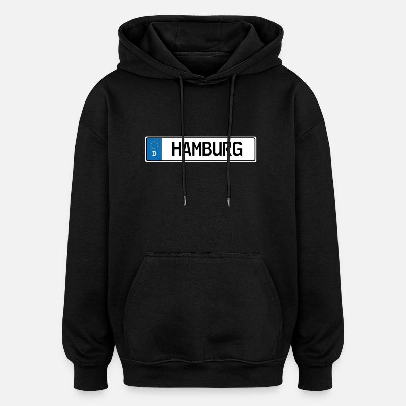 Plaque d'immatriculation Hambourg - Sweat à capuche oversize unisexe - noir