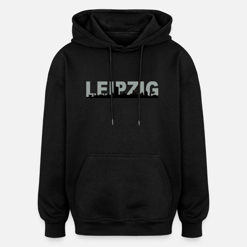 Skyline Leipzig Name - Oversized Unisex Hoodie - Schwarz