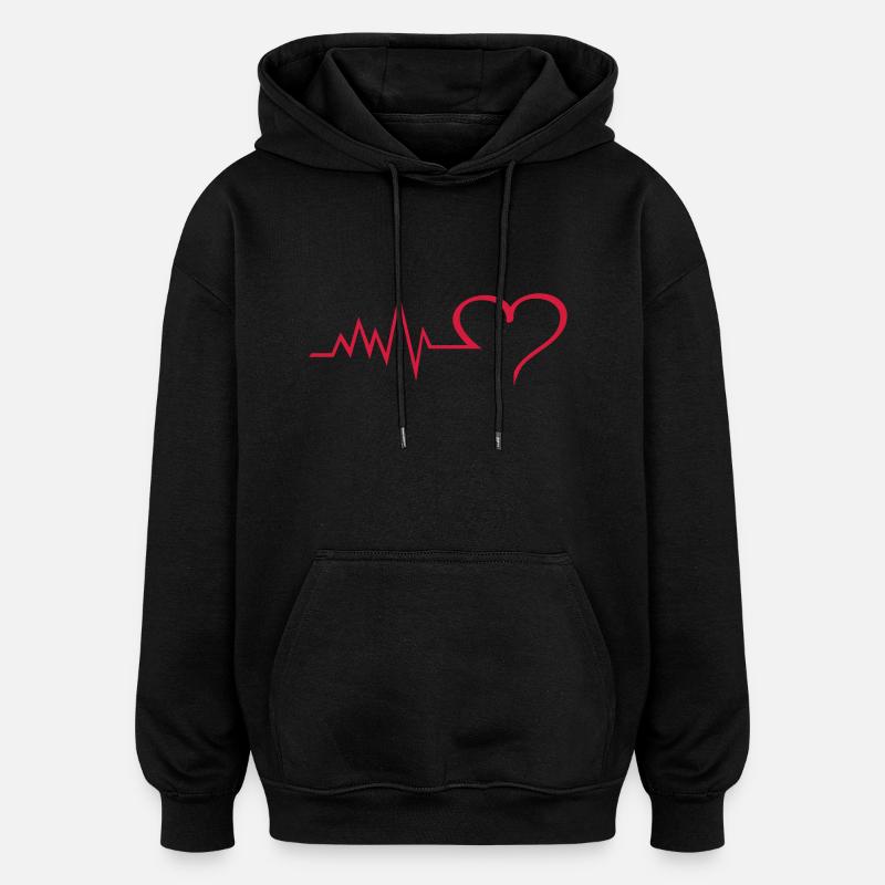 heartbeat - Sweat à capuche oversize unisexe - noir