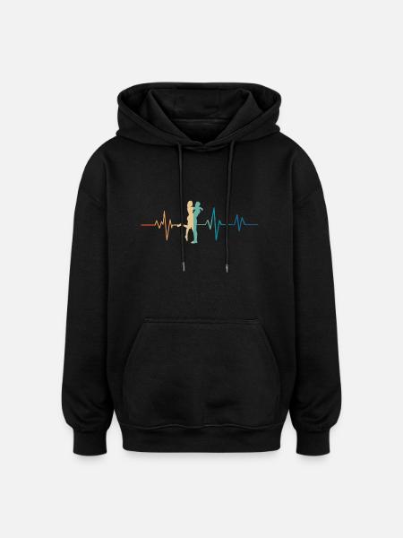 Retro Herzschlag Paar - Oversized Unisex Hoodie - Schwarz