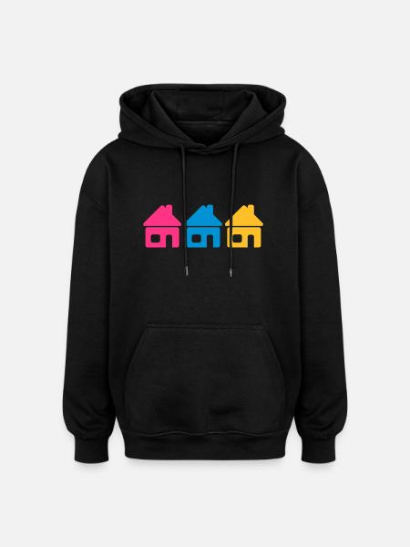 Quartier - Sweat à capuche oversize unisexe - noir