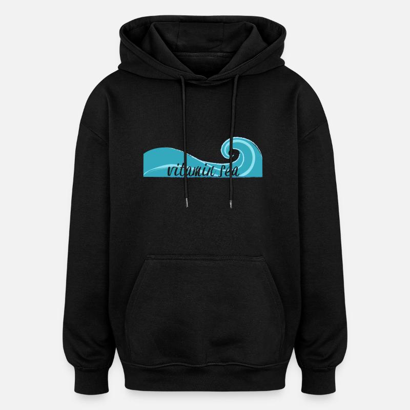 Surfer / Surf: vitamine Mer - Sweat à capuche oversize unisexe - noir