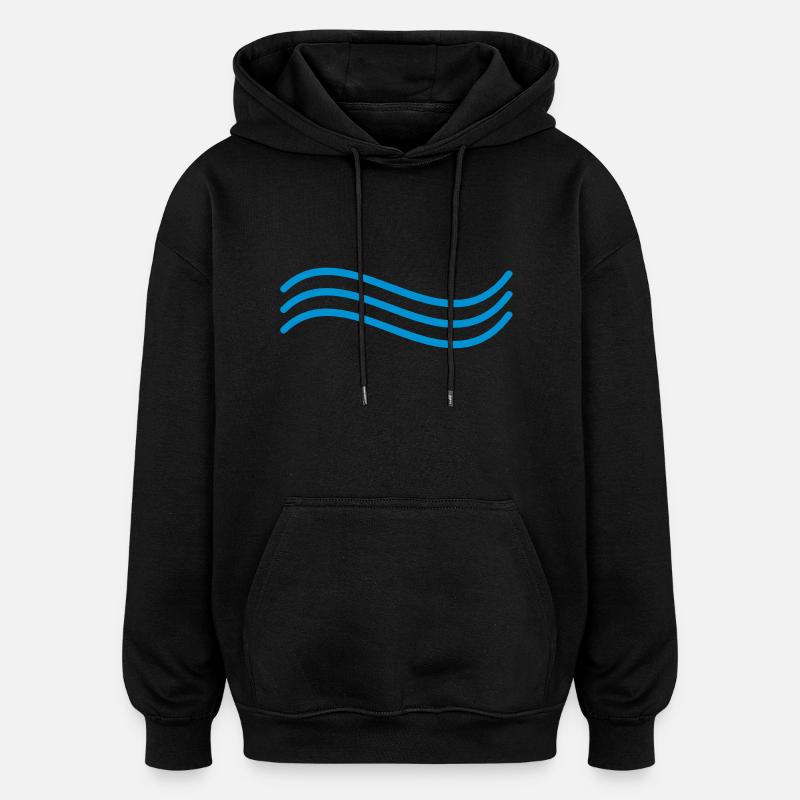 Wave - Oversized Unisex Hoodie - black
