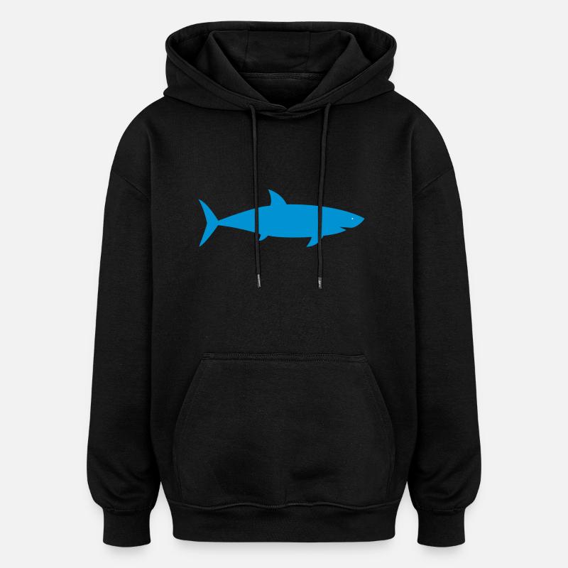 requin - Sweat à capuche oversize unisexe - noir