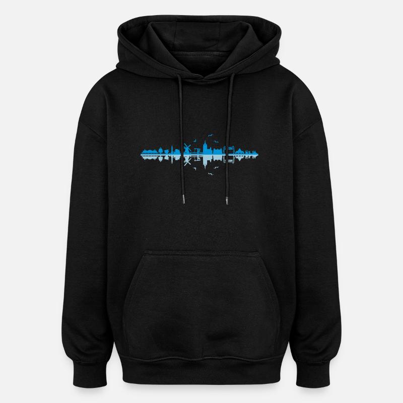 Skyline - Insel Usedom - Oversized Unisex Hoodie - Schwarz