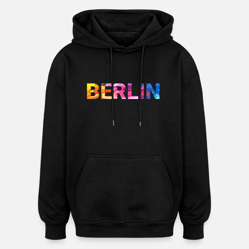 Berlin - Sweat à capuche oversize unisexe - noir