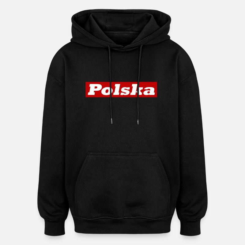 Polska - drapeau Pologne - Sweat à capuche oversize unisexe - noir