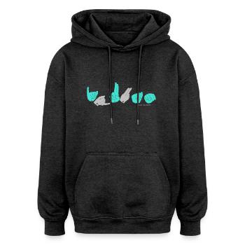 JUAN turquoise - Oversized Unisex Hoodie - charcoal grey - Front - Noah (186cm)