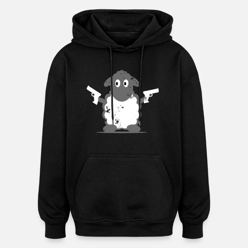 Idée cadeau policier mouton - Sweat à capuche oversize unisexe - noir