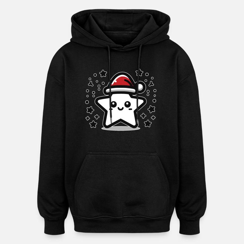 Étoile Mignon Poinsettia - Sweat à capuche oversize unisexe - noir