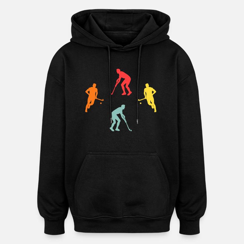Feldhockeyspieler Evolution Feldhockey - Oversized Unisex Hoodie - Schwarz