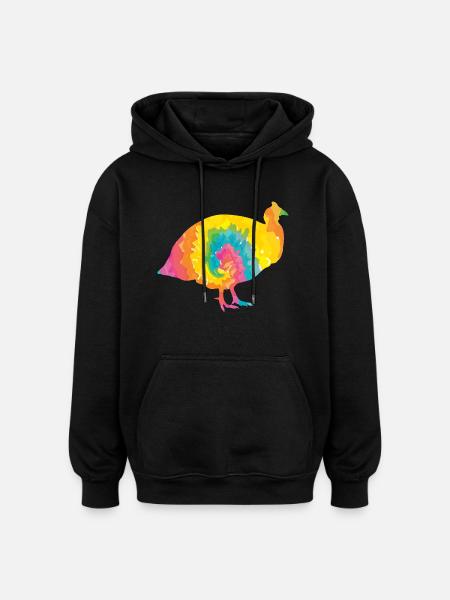 Chickens Rooster Guinea Fowl - Oversized Unisex Hoodie - black