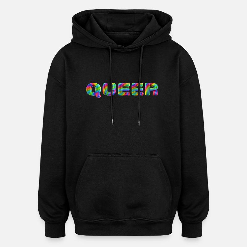 Queer - Sweat à capuche oversize unisexe - noir