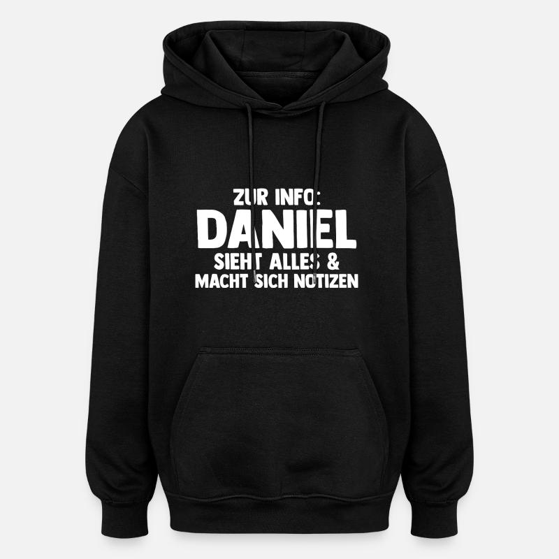 Daniel - Sweat à capuche oversize unisexe - noir