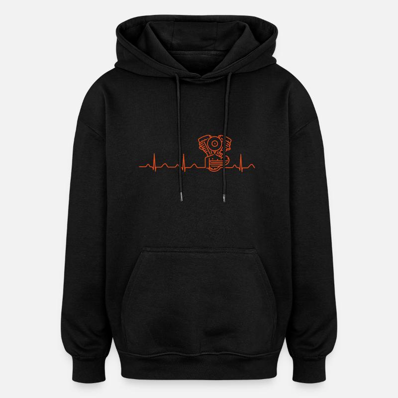 Panhead Heartbeat orange - Sweat à capuche oversize unisexe - noir