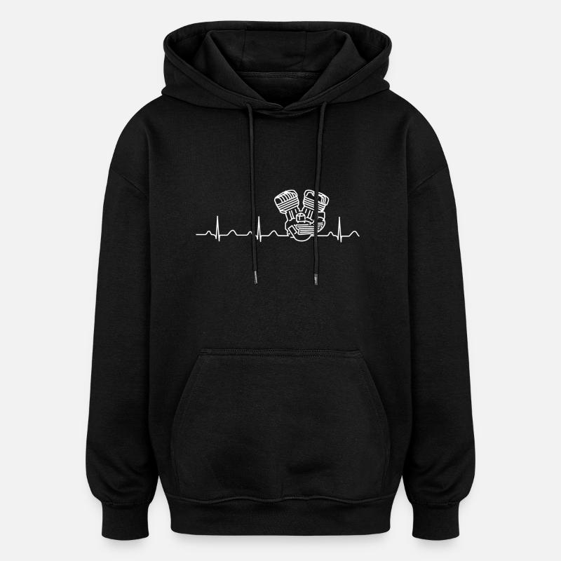 Flathead Heartbeat white - Sweat à capuche oversize unisexe - noir