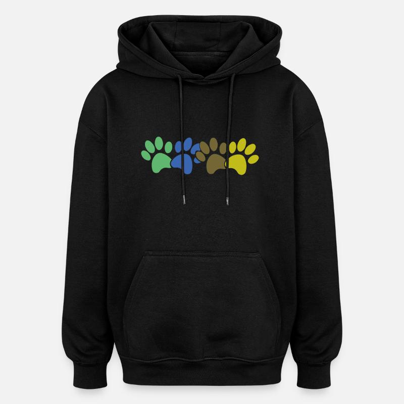 Hundepfoten - Oversized Unisex Hoodie - Schwarz