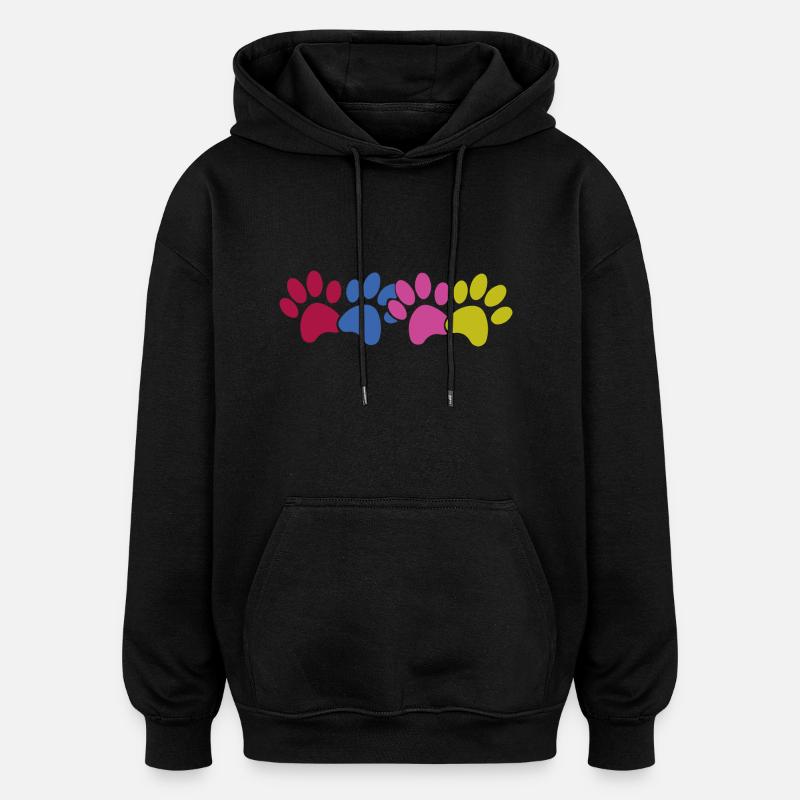 Pattes de chien - Sweat à capuche oversize unisexe - noir