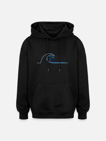 Welle - Oversized Unisex Hoodie - Schwarz