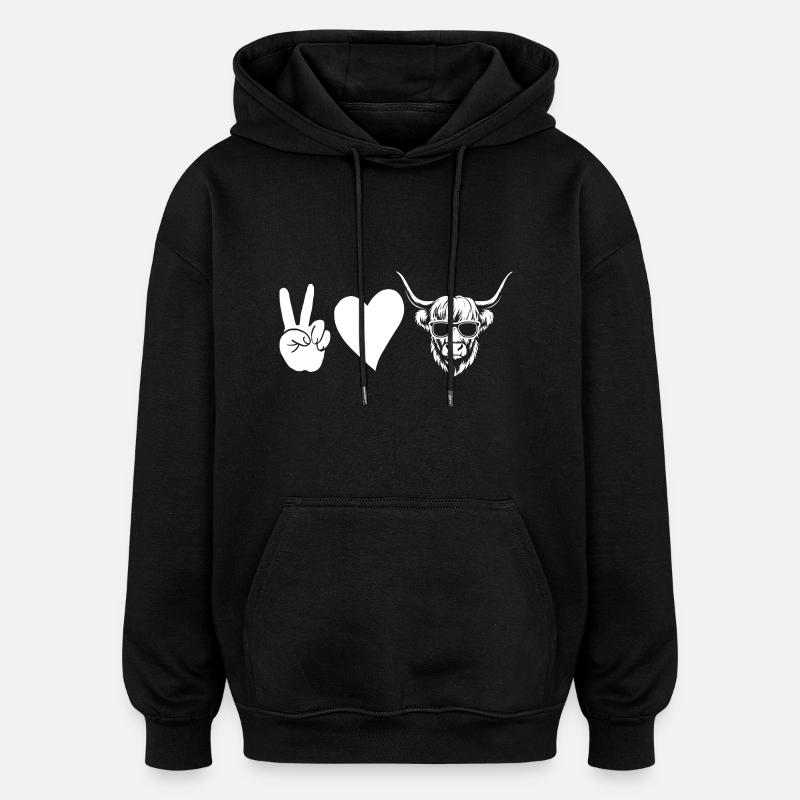 Cow Cattle Highland Cattle - Oversized Unisex Hoodie - black