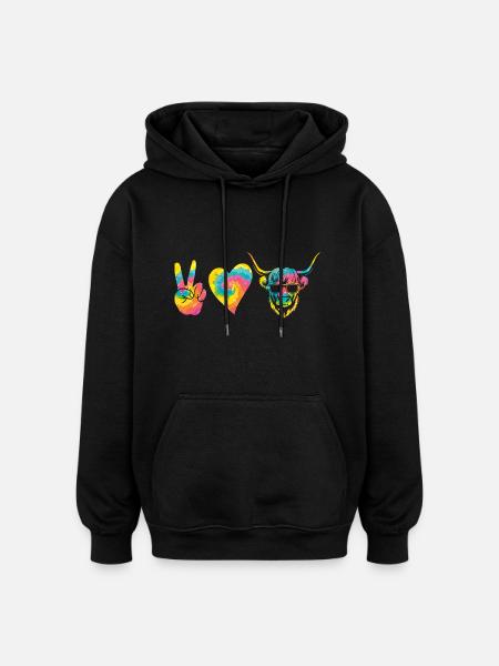 Cow Cattle Highland Cattle - Oversized Unisex Hoodie - black