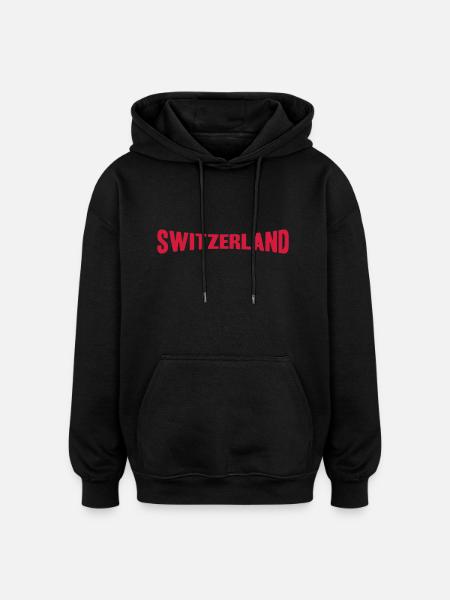 Switzerland Text Logo - Oversized Unisex Hoodie - black