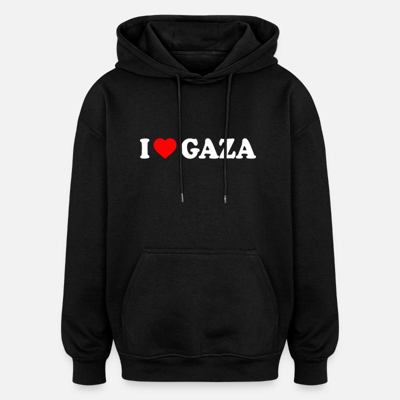 I love gaza - Sweat à capuche oversize unisexe - noir