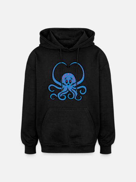 Squid Heart 3 - Oversized Unisex Hoodie - black
