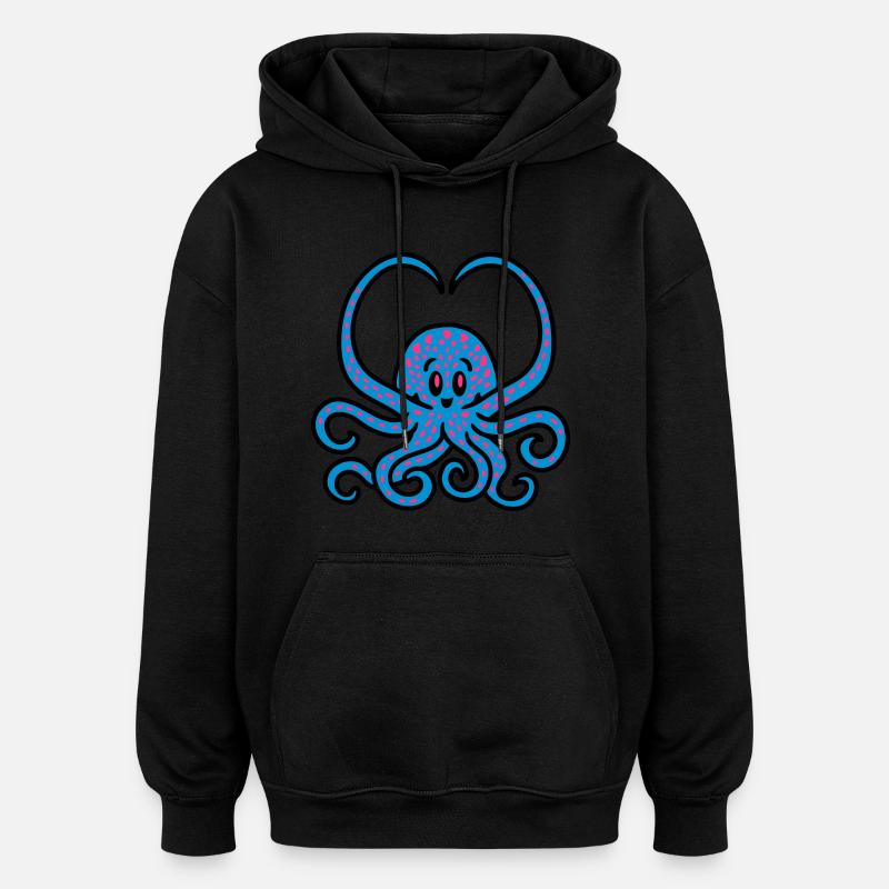 Coeur Squid 3 - Sweat à capuche oversize unisexe - noir