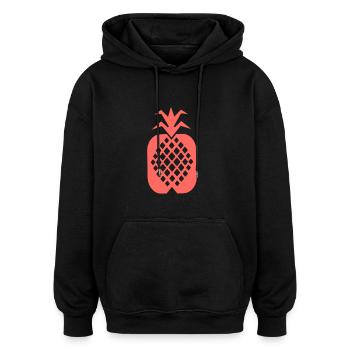 Pineapple motif - Oversized Unisex Hoodie - black - Front - Noah (186cm)