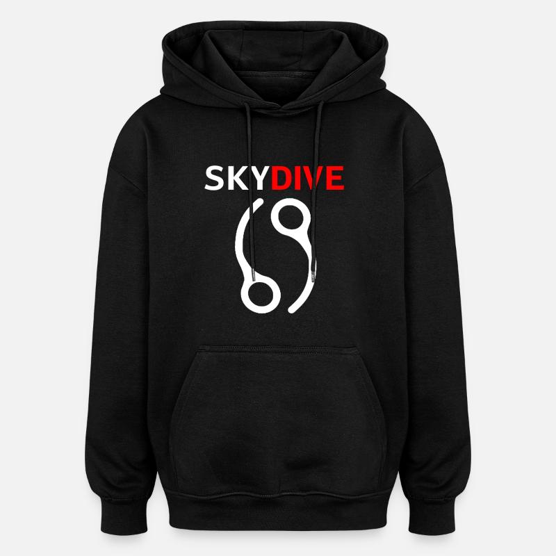 Skydive Pin 69 Blanc - Sweat à capuche oversize unisexe - noir
