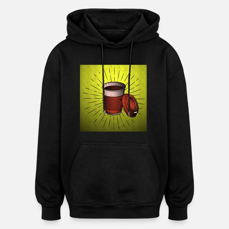 café - Sweat à capuche oversize unisexe - noir