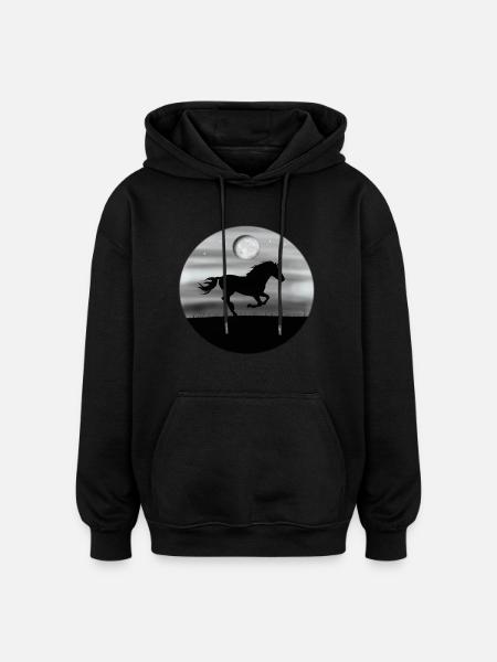 Pferd Pferde Mond - Oversized Unisex Hoodie - Schwarz