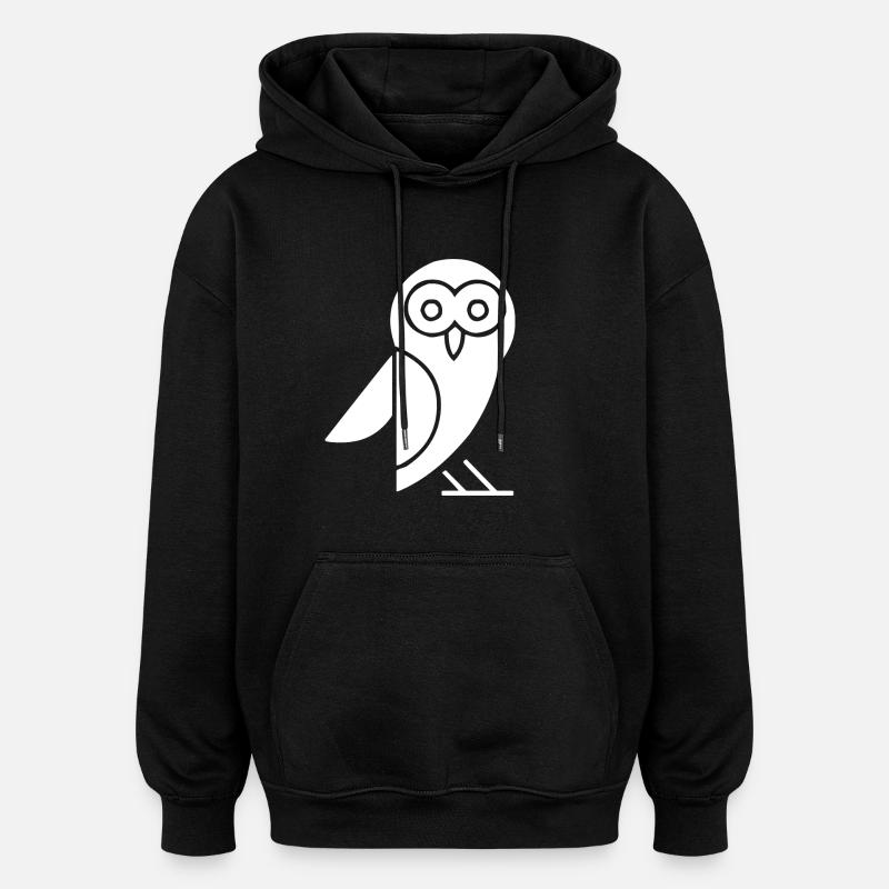 hibou - Sweat à capuche oversize unisexe - noir