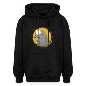 T-shirt images de corps de rhinocéros - Sweat à capuche oversize unisexe - noir - Devant - Noah (186cm)