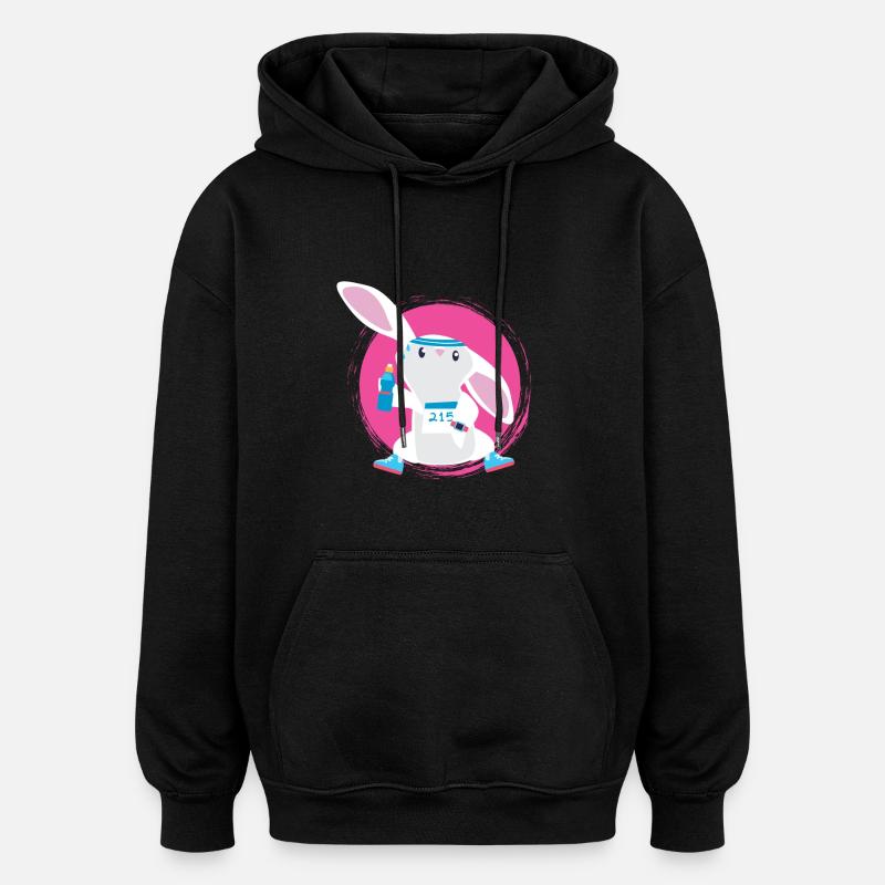 T-Shirt Lapin Marathon - Sweat à capuche oversize unisexe - noir
