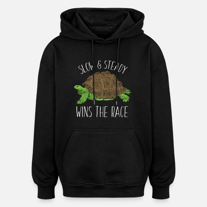 Tortoise - slow-steady - win - race - Oversized Unisex Hoodie - black