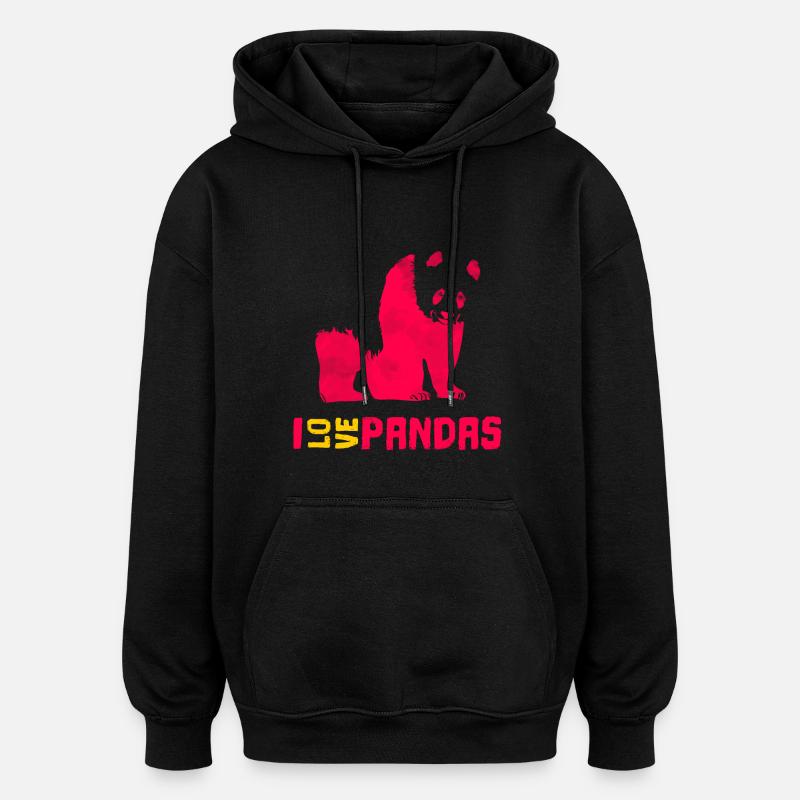 J'aime les pandas - Sweat à capuche oversize unisexe - noir