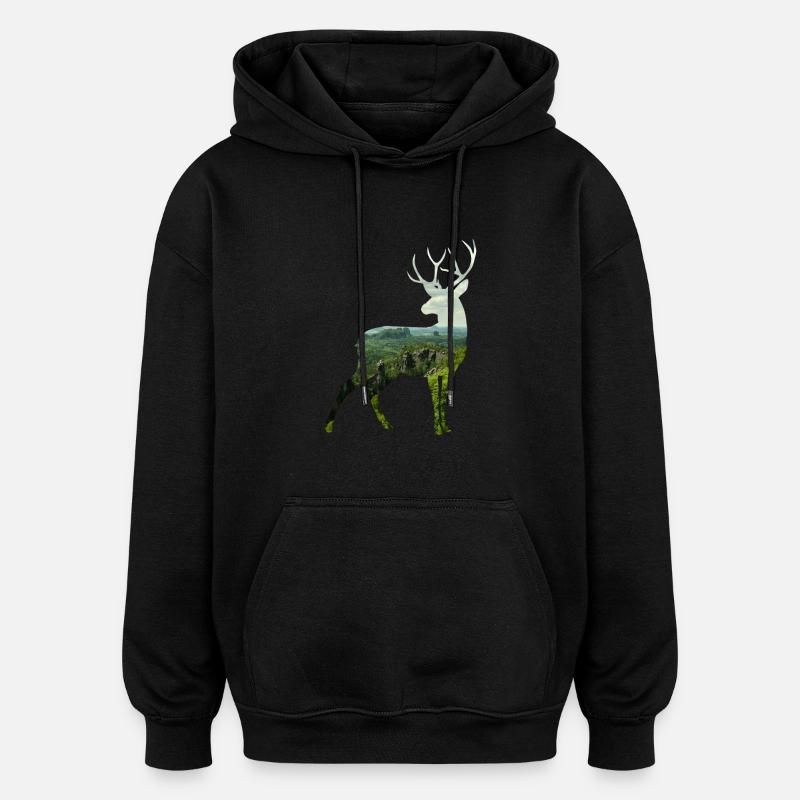 Hirsch Silhoutte - Oversized Unisex Hoodie - Schwarz
