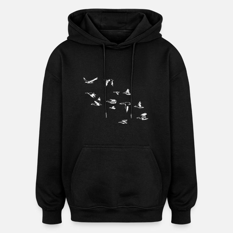 Gänse - Oversized Unisex Hoodie - Schwarz