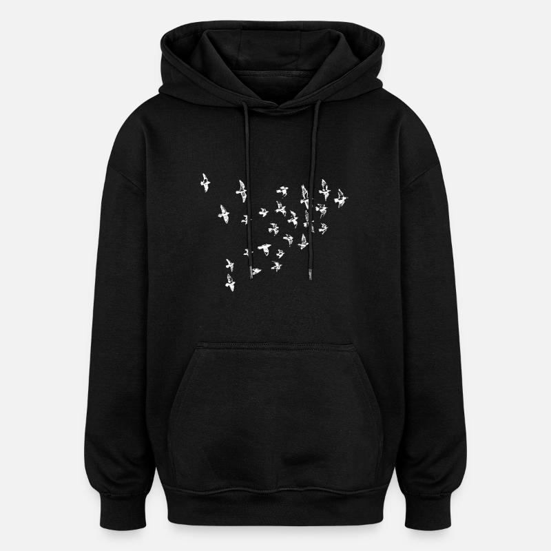 Vögel - Oversized Unisex Hoodie - Schwarz