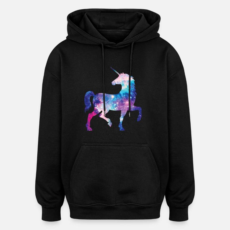 Galaxy Einhorn - Oversized Unisex Hoodie - Schwarz
